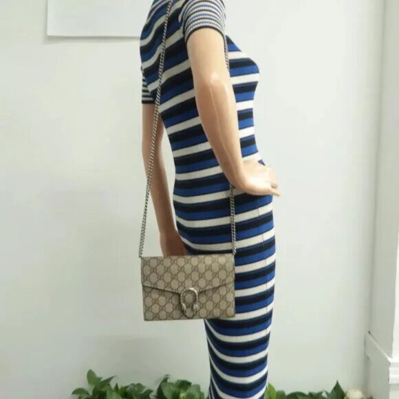 100% Authentic GUCCI Dionysus Brown Canvas Shoulder Bag - Picture 12 of 12